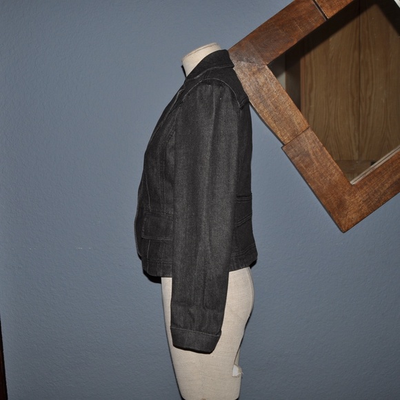 'FINAL' ANN TAYLOR Denim Velvet-Trim Blazer Jacket - Picture 2 of 8